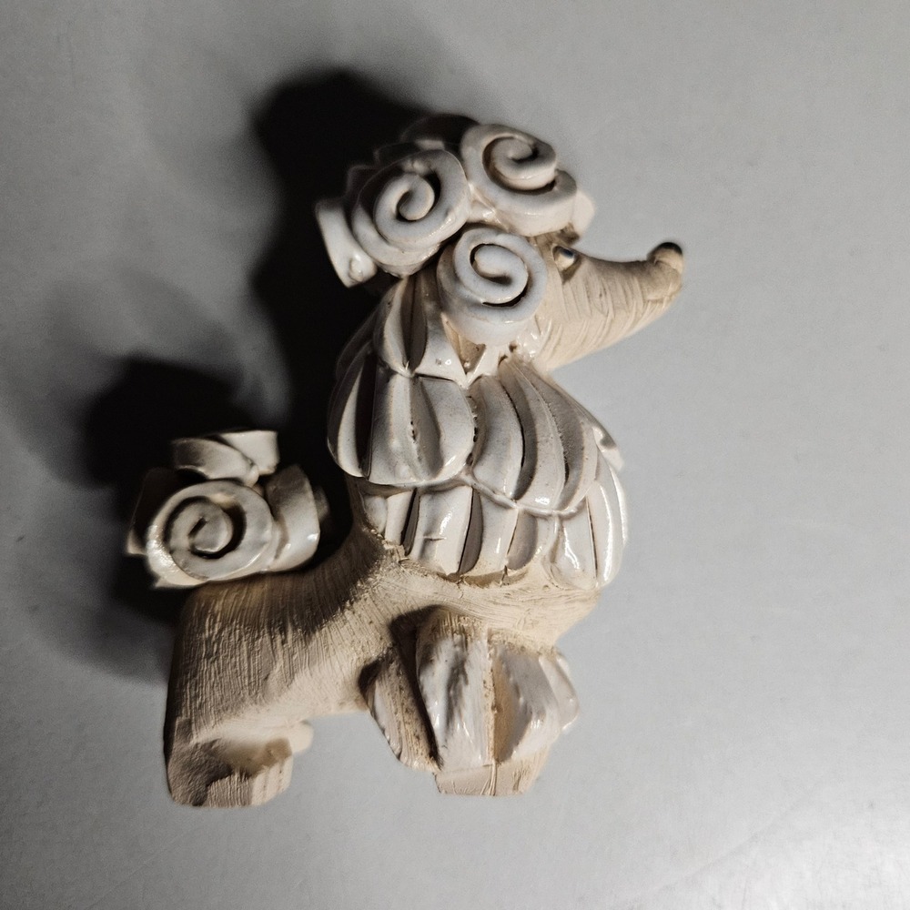 Vintage Artesania Rinconada Ceramic Poodle Figurine Brutalist Ceramic Dog Decor